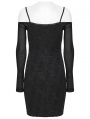 Black Gothic Punk Slim Fit Off-the-Shoulder Bodycon Mini Dress