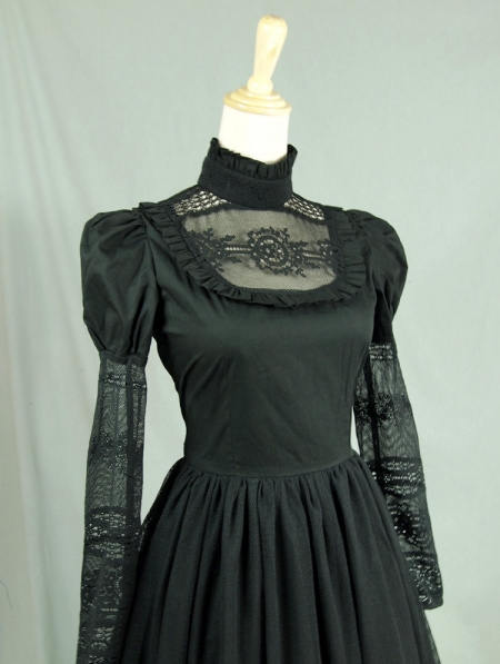 Black Vintage Long Sleeves Romantic Victorian Dress - Devilnight.co.uk