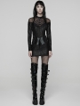 Black Gothic Punk Rebellious Sheer Mesh Spliced Short Dress