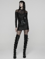 Black Gothic Punk Rebellious Sheer Mesh Spliced Short Dress