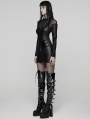 Black Gothic Punk Rebellious Sheer Mesh Spliced Short Dress