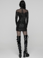 Black Gothic Punk Rebellious Sheer Mesh Spliced Short Dress