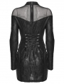 Black Gothic Punk Rebellious Sheer Mesh Spliced Short Dress