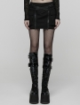 Black Gothic Punk Techwear Zipper Split Short Skirt