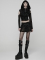 Black Gothic Punk Techwear Zipper Split Short Skirt