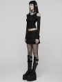 Black Gothic Punk Techwear Zipper Split Short Skirt