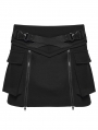 Black Gothic Punk Techwear Zipper Split Short Skirt
