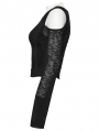 Black Gothic Daily Punk Irregular Hollow-Out Short T-Shirt for Women