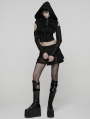 Black Gothic Wasteland Hooded Short Vest for Women