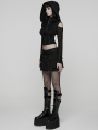 Black Gothic Wasteland Hooded Short Vest for Women