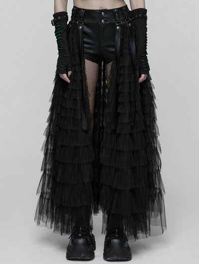 Black Gothic Sweet Punk Shorts with Tulle Skirt
