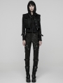 Black Gothic Cool Punk Short Stand Collar Vest Top for Women