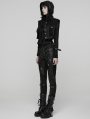 Black Gothic Cool Punk Short Stand Collar Vest Top for Women