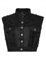 Black Gothic Cool Punk Short Stand Collar Vest Top for Women