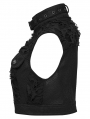 Black Gothic Cool Punk Short Stand Collar Vest Top for Women