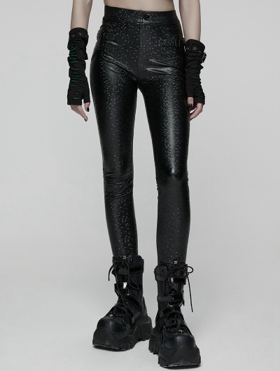 Black Gothic Printed Leggings for Women