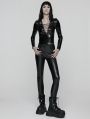 Black Gothic Punk Cool V-Neck Long Sleeve T-Shirt for Women