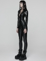 Black Gothic Punk Cool V-Neck Long Sleeve T-Shirt for Women