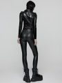 Black Gothic Punk Cool V-Neck Long Sleeve T-Shirt for Women