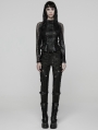 Black Gothic Punk Patchwork Snake Print Trousers for Women