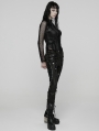 Black Gothic Punk Patchwork Snake Print Trousers for Women