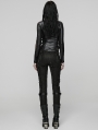 Black Gothic Punk Patchwork Snake Print Trousers for Women