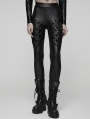 Black Gothic Punk Woven-Cross Panelled Leggings for Women