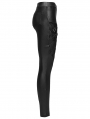 Black Gothic Punk Woven-Cross Panelled Leggings for Women