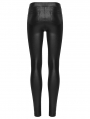 Black Gothic Punk Woven-Cross Panelled Leggings for Women