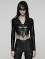Black Gothic Punk Bat Collar Long Sleeve Irregular Shirt for Women