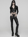 Black Gothic Punk Bat Collar Long Sleeve Irregular Shirt for Women