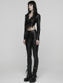 Black Gothic Punk Bat Collar Long Sleeve Irregular Shirt for Women
