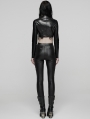 Black Gothic Punk Bat Collar Long Sleeve Irregular Shirt for Women