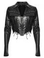 Black Gothic Punk Bat Collar Long Sleeve Irregular Shirt for Women