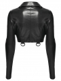Black Gothic Punk Bat Collar Long Sleeve Irregular Shirt for Women