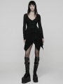Black Gothic Punk Rivet Mesh Layered Irregular Dress