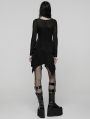 Black Gothic Punk Rivet Mesh Layered Irregular Dress