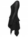 Black Gothic Punk Rivet Mesh Layered Irregular Dress