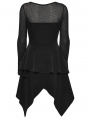 Black Gothic Punk Rivet Mesh Layered Irregular Dress