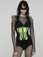 Black and Green Gothic Cyberpunk Armor Splicing Corset Waistband