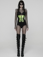 Black and Green Gothic Cyberpunk Armor Splicing Corset Waistband
