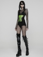 Black and Green Gothic Cyberpunk Armor Splicing Corset Waistband