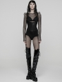 Black Gothic Cyberpunk Armor Splicing Corset Waistband
