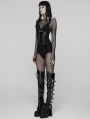 Black Gothic Cyberpunk Armor Splicing Corset Waistband