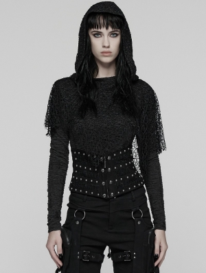 Black Gothic Punk Metal Rivet Underbust Corset Waistband