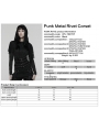 Black Gothic Punk Metal Rivet Underbust Corset Waistband