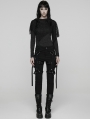 Black Gothic Punk Detachable Leg Pockets Pants for Women