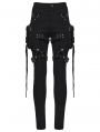 Black Gothic Punk Detachable Leg Pockets Pants for Women