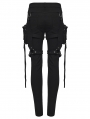 Black Gothic Punk Detachable Leg Pockets Pants for Women