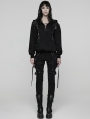 Black Gothic Punk Daily Wear Hooded Sweatshirt for Women